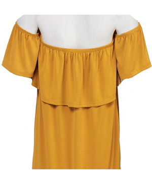 Women Mustard Pop-over Off-Shoulder Dress