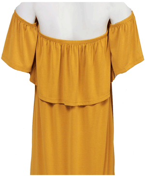 Women Mustard Pop-over Off-Shoulder Dress