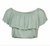 Women Light Green Ruffle Off-Shoulder Crop Top