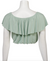 Women Light Green Ruffle Off-Shoulder Crop Top