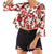 White & Red Floral Ruffle Crop Top